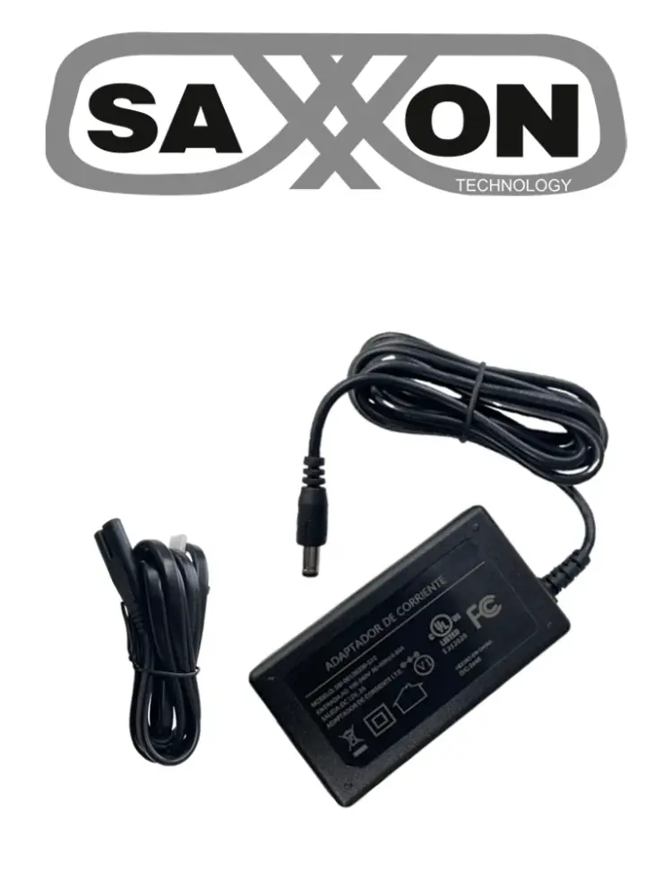 SAXXON SW00120200S10 - Fuente de Poder Regulada / Alimentación 12 Vcc 2 Amper / Conector Macho / Voltaje de Entrada: 100-...