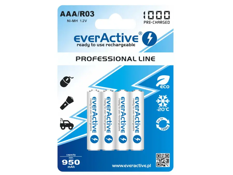 Cable de Vídeo Componente Ni-MH R03 AAA 1000 mAh baterí recargable everActive