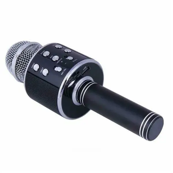 Micrófono con altavoz karaoke WS-858 negro