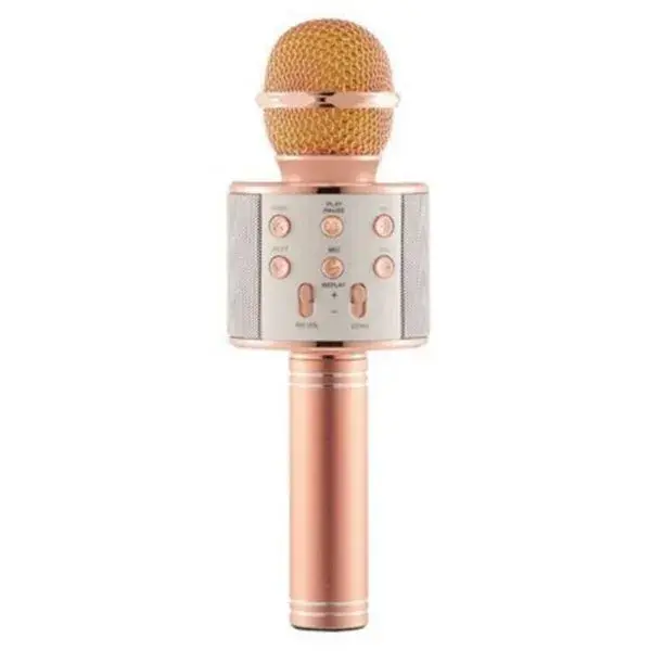 Micrófono con altavoz karaoke WS-858 oro rosa