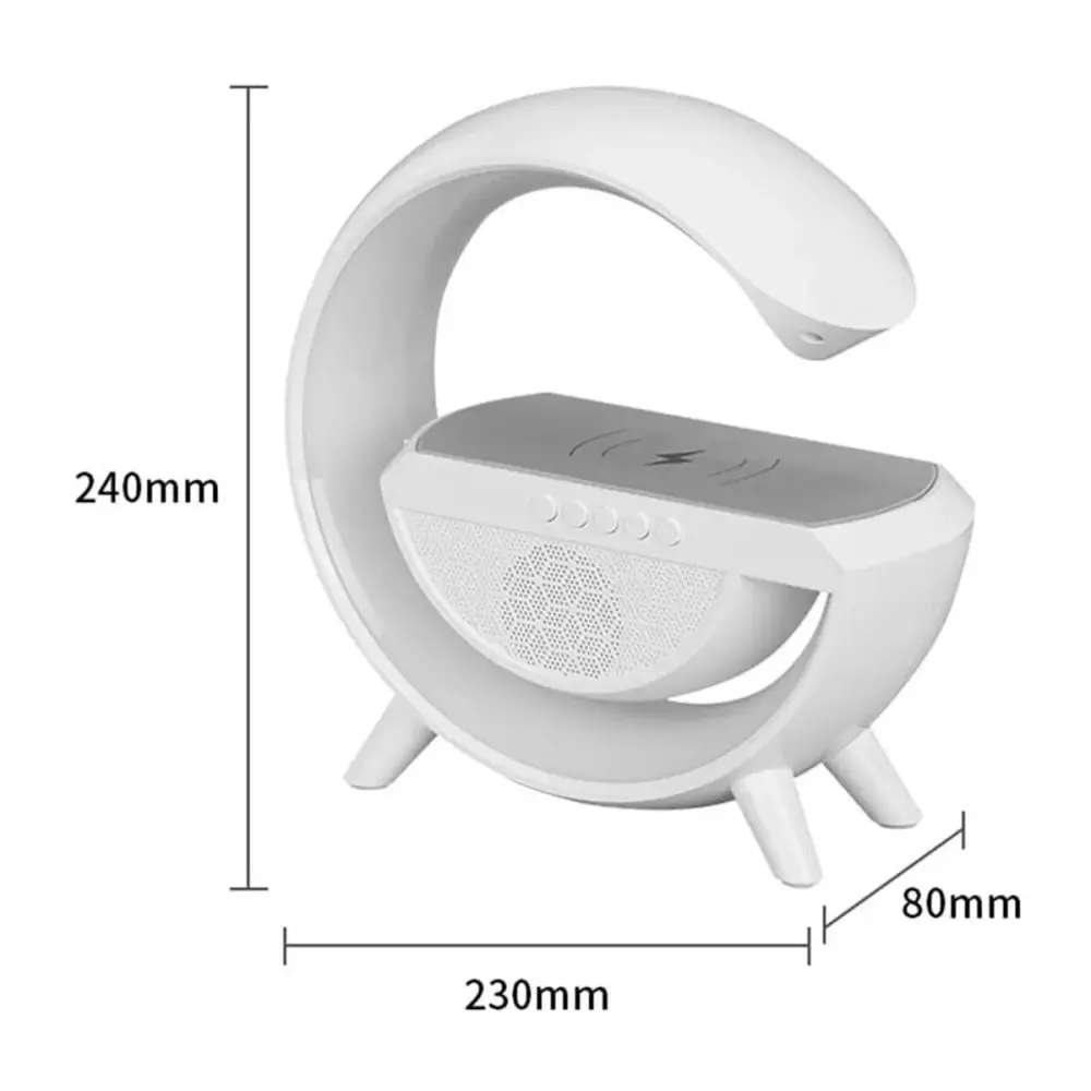 Altavoz con cargador inalámbrico y luz LED 5W blanco 24x23x8 cm con Filtro de Interferencia