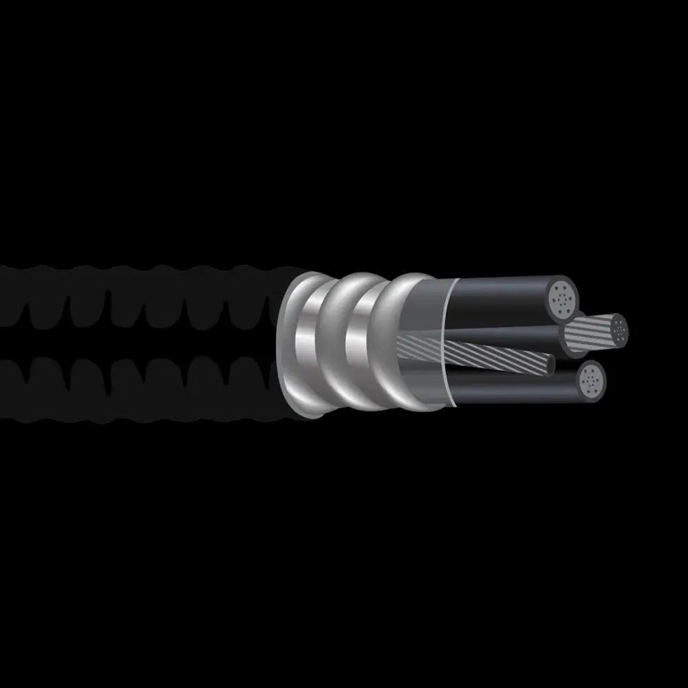 2/0-4C W/G Aluminum interlocked Armor AIA Cobre Conductor Type MC Metal Clad PVC Jacket Power Cable