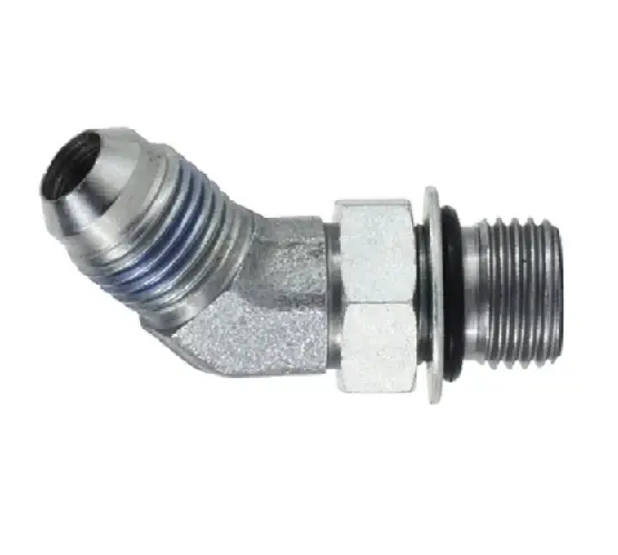 3/4"-16 X 7/8"-14 Elbow MJIC X MORB 45 degree Acero SAE O-Ring Fittings Hydraulics 6802NWO810
