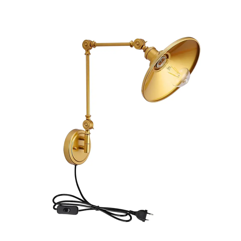 Adaptador de Montaje Aplique dorado con brazo oscilante y enchufe, retro, E27