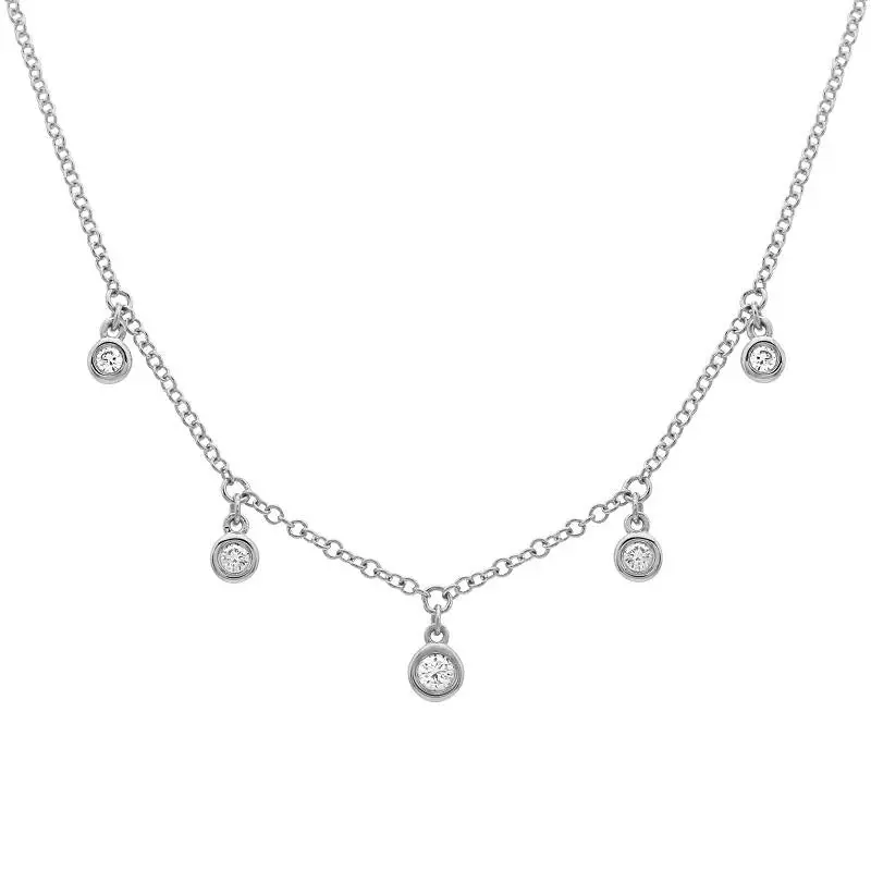 D0.12CT 14KW STATION BEZEL NECKLACE