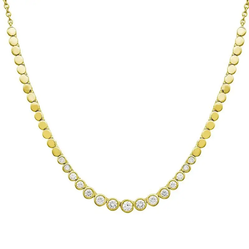 D0.57CT 14KY BAR BEZEL 12.5CM NECKLACE