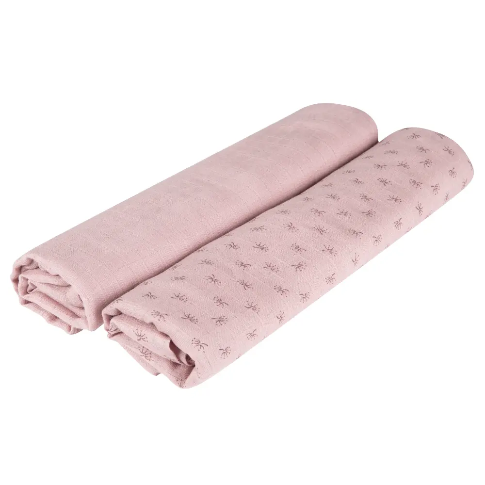 Set di 2 teli per fasciare e allattare biologici 'Lil Planet' rosa/malva, cotone biologico, GOTS, 120 x 120 cm