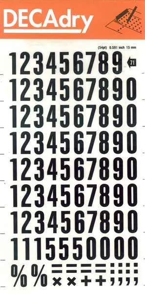 Apli Numeros Transferibles - 15mm - Facil Aplicacion - Negros Intensos - 105 Caracteres - Negro con Microfibra Incluida