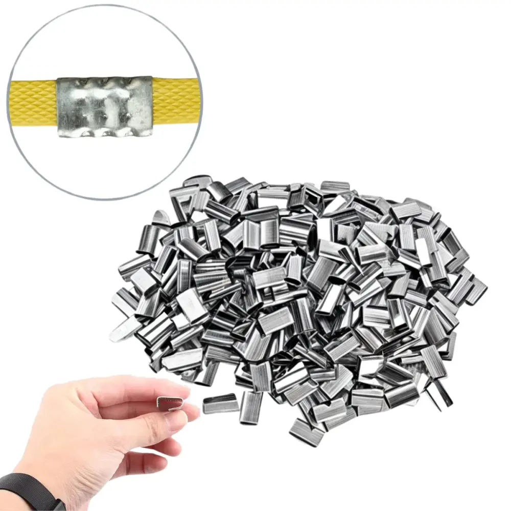 Kit 250 Fleje De Sellos Acero Clip Chapa Fleje Zuncho Flejes con Microfibra Incluida