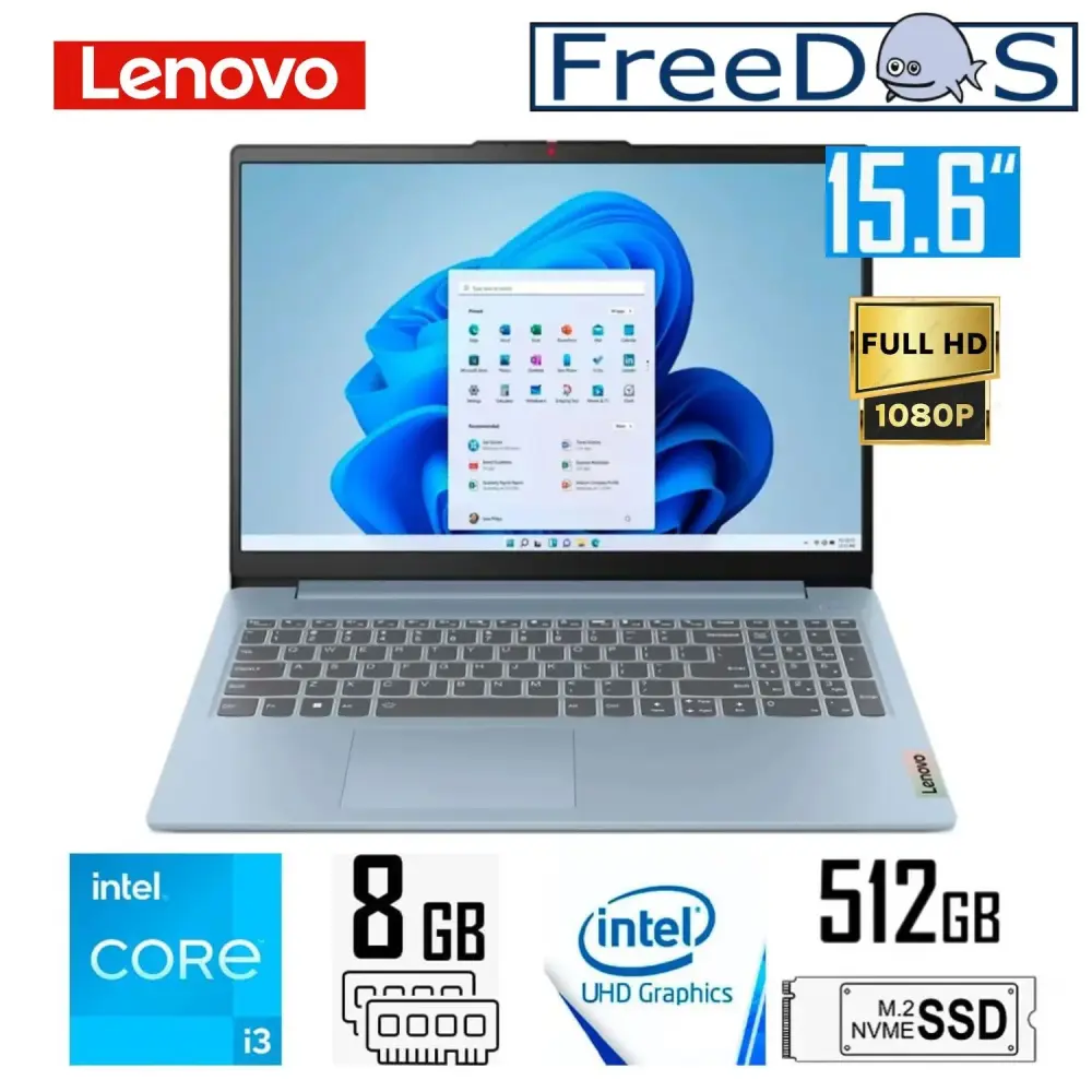 Laptop Lenovo Ideapad Esbelto 3 15IAN8 Intel Corei3-N305 8GB RAM 512GB SSD 15.6" FHD Intel UHD Free Dos