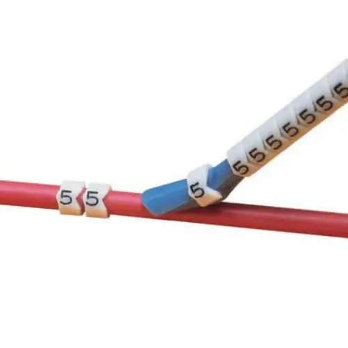 Non Adhesive Acetal Pre Printed Clip On Wire Marker White Carbón PCA11-B