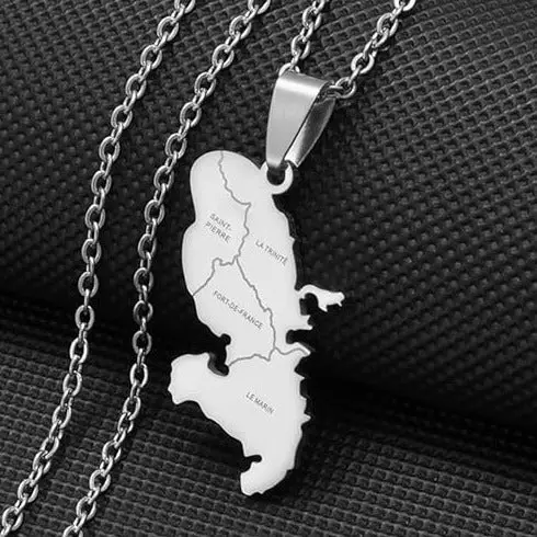 Protector de Pantalla Collier avec pendentif carte Martinique Argent