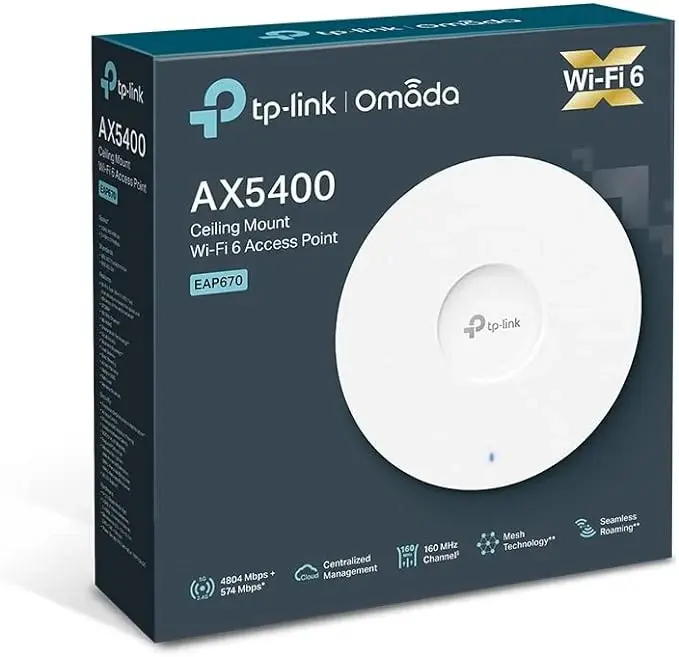 TP-Link EAP670 AX5400 Gigabit WiFi 6 Punto de Acceso WLAN (Omada SDN, gestión Central, 1 Puerto de 2,5 G, Roaming WLAN, a...