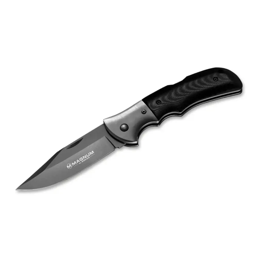 Compatible Universal BOKER Navaja Eminence Gris Plegable Compacta Mango de Micarta Negra Acero 440A