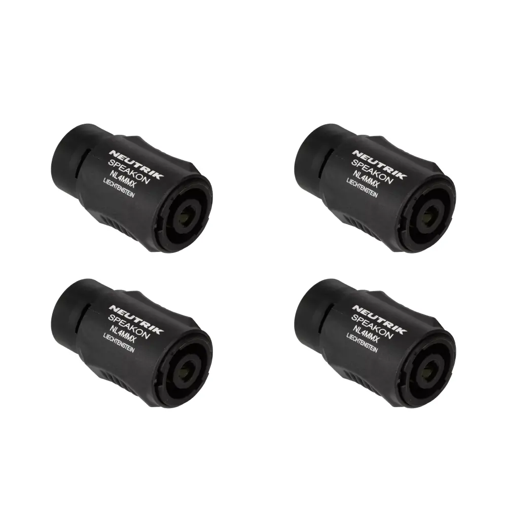 Premium Resistente PAQ. 4 PZAS. DE UNION DE SPEAKON HEMBRA-HEMBRA NEUTRIK NL4MMX(4)