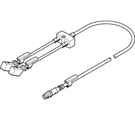 Racor para uso con Cadenas portacables, aplicaciones para robots | NEDY-L2R1-V1-Z4W2Z-U-0.3L-M8G4-2.5R Festo