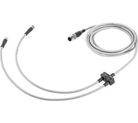 Racor para uso con Cadenas portacables, aplicaciones para robots | NEDY-L2R1-V1-M8G3-U-0.3L-M12G4-5R Festo