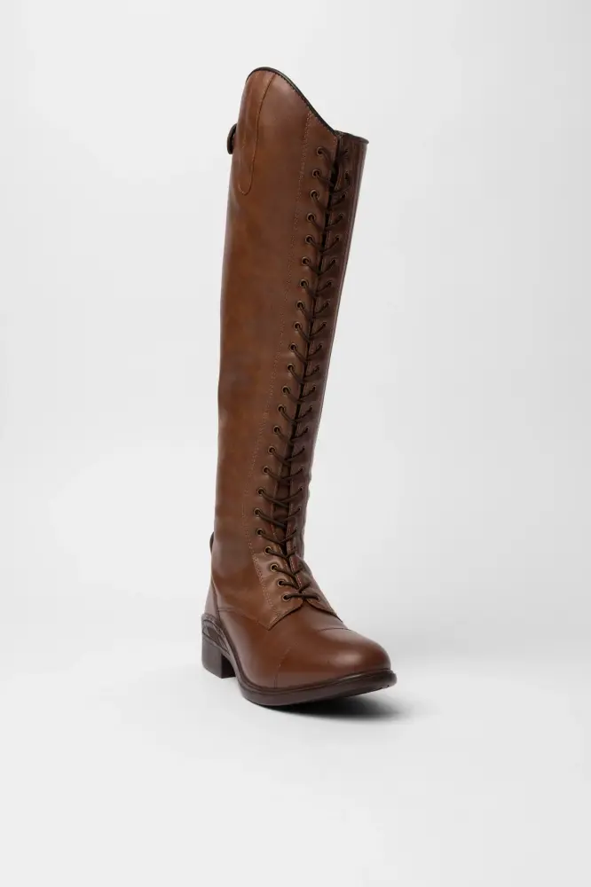 Women's Lace-Up Riding Boots Light Café 4