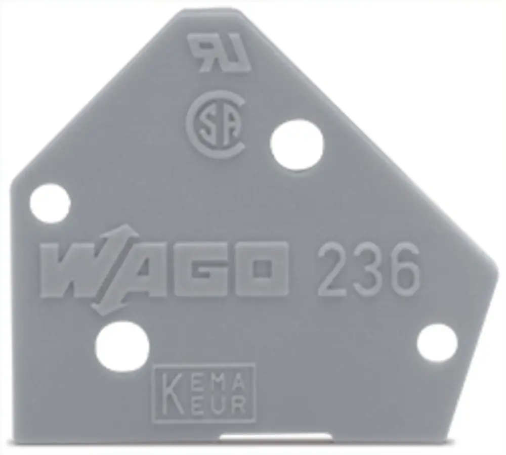 Placa final WAGO serie 236, para utilizar con Bornas de carril | 236-500