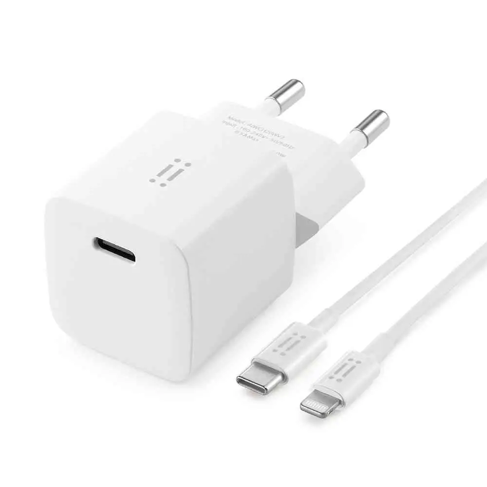 Adaptador de corriente de 25 W GaN con cable de USB-C Lighting de INTECAT