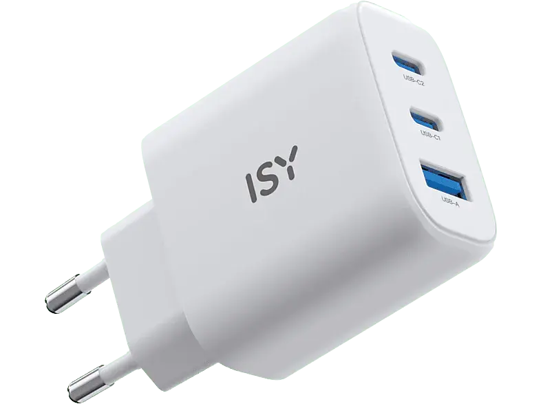 ISY Adaptateur secteur GaN USB-/USB-C 45 W Blanc (IWC 4145)