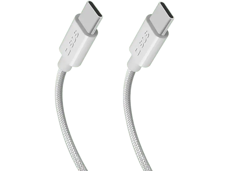 SBS Câble USB-C / USB-C tressé 100 W 1.5m Blanc