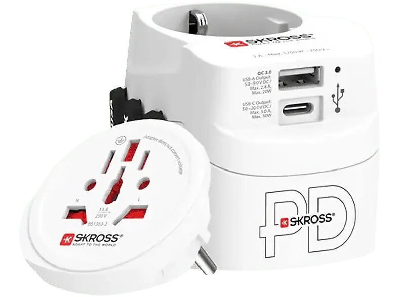 SKROSS Adaptateur Pro Light prise de terre USB-C Blanc (1.3024730)