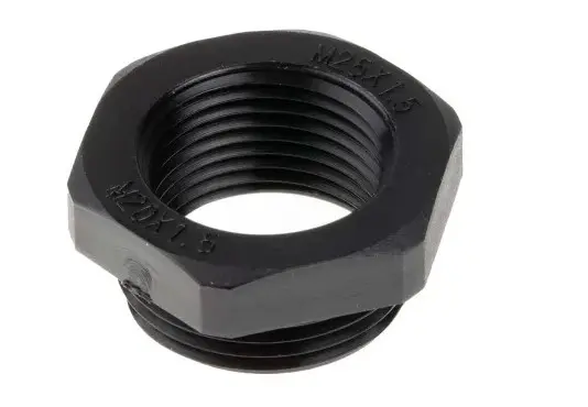 Reductor de rosca para prensaestopas,, Reductor, Negro, Nylon 66, M25 → M20