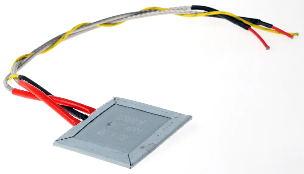 Calentador de mica, 60 x 60 mm, 230 V ac, 100 W