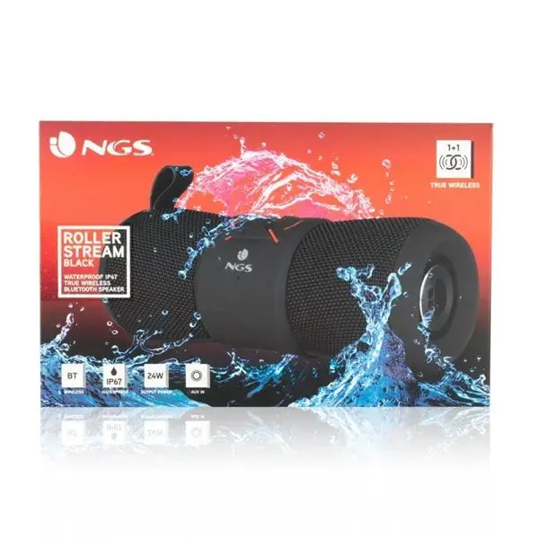 Alta Fidelidad Altavoz Bluetooth NGS Hermético al agua TWS Speaker Roller Stream Black 24W 2000MAH