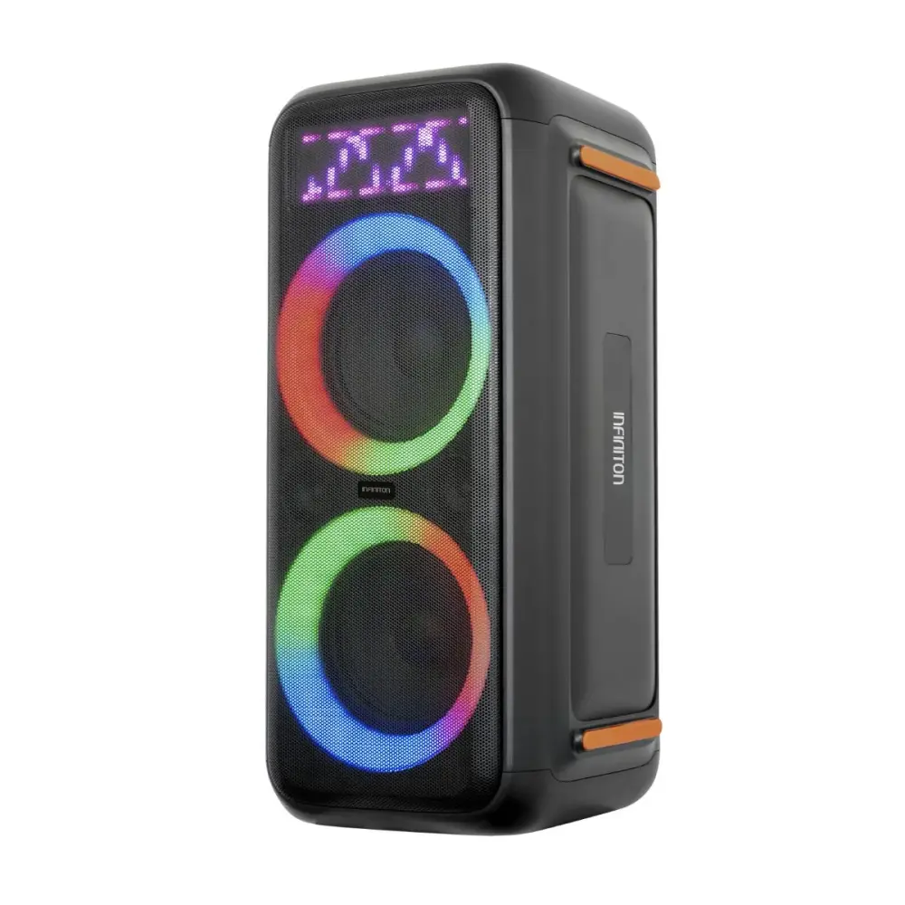 Altavoz portátil Infiniton Party EQ60 900W Bluetooth luz LED negro con Baterí de Larga Duración