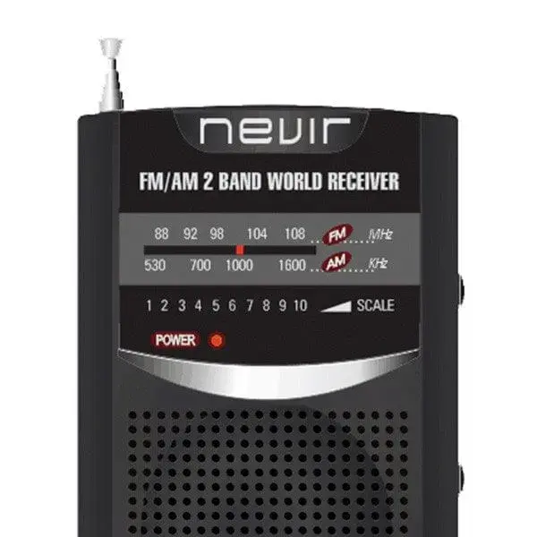 Radio de bolsillo Nevir NVR-136S AM / FM con altavoz y auriculares negro | Resistente al Agua IPX7