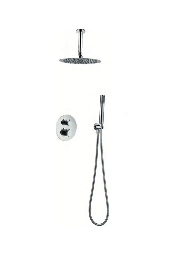 Conjunto de ducha termostático empotrado niquel cepillado Top de Imex Compatible con Amplificadores de 8 Ohm
