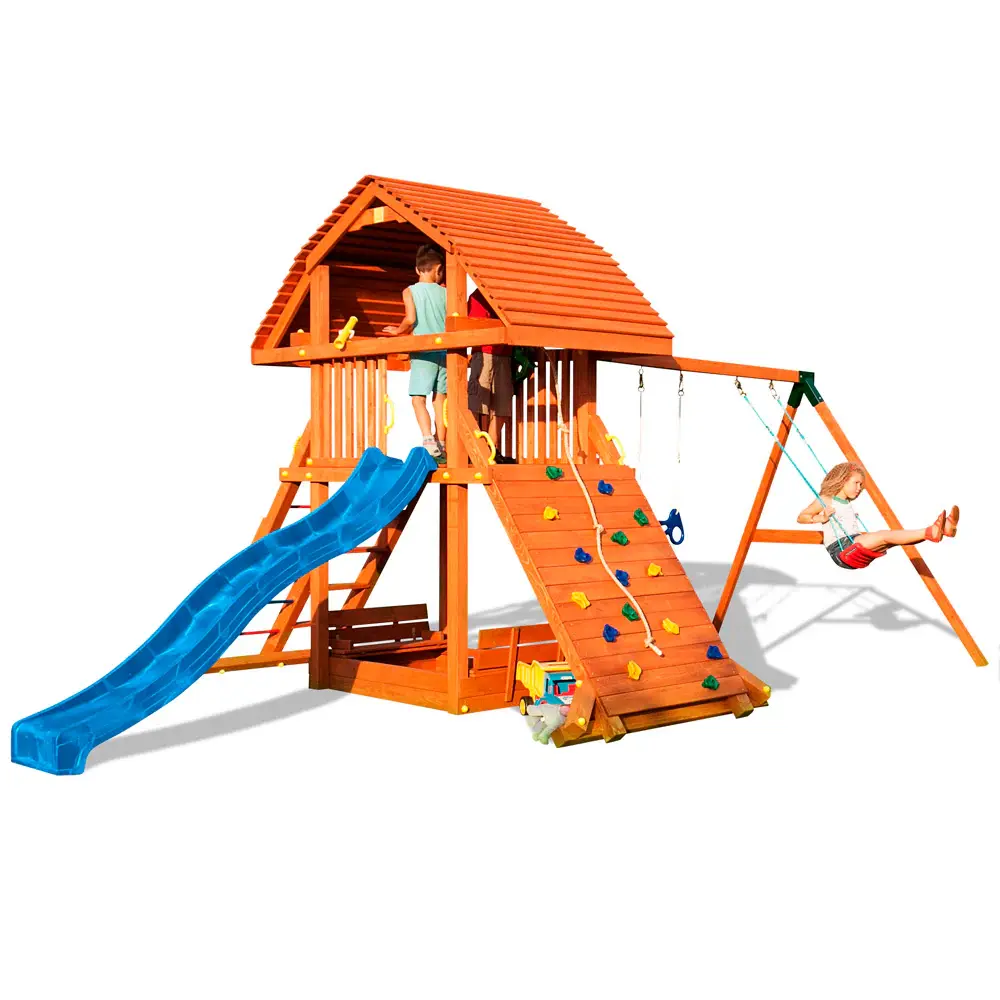 Parque infantil Monumental Beach cor Teca com casa extra grande (Par)