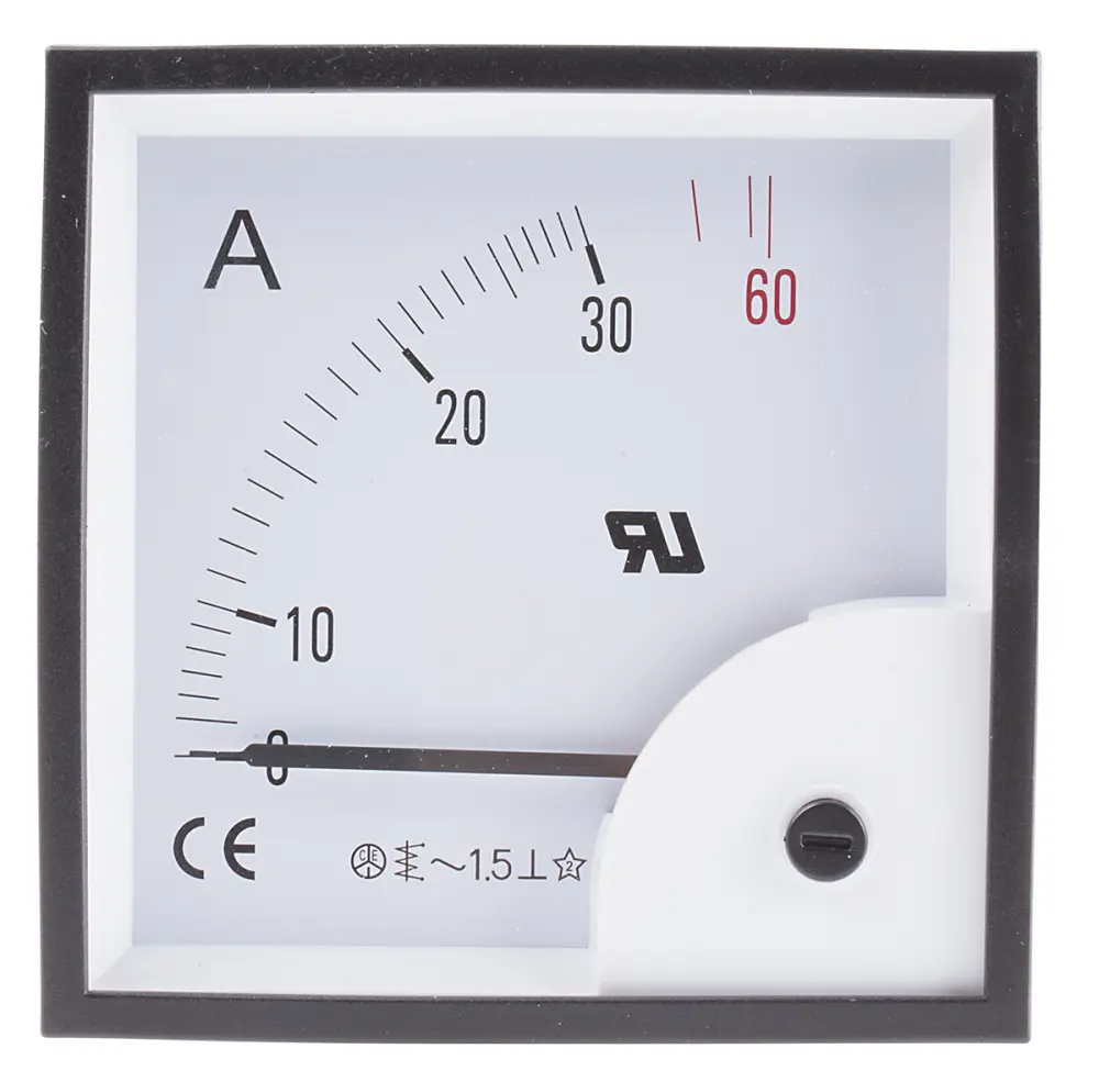 Amperímetro analógico de panel AC , valor máx. 30A, ±1,5%, dim. 92mm x 92mm
