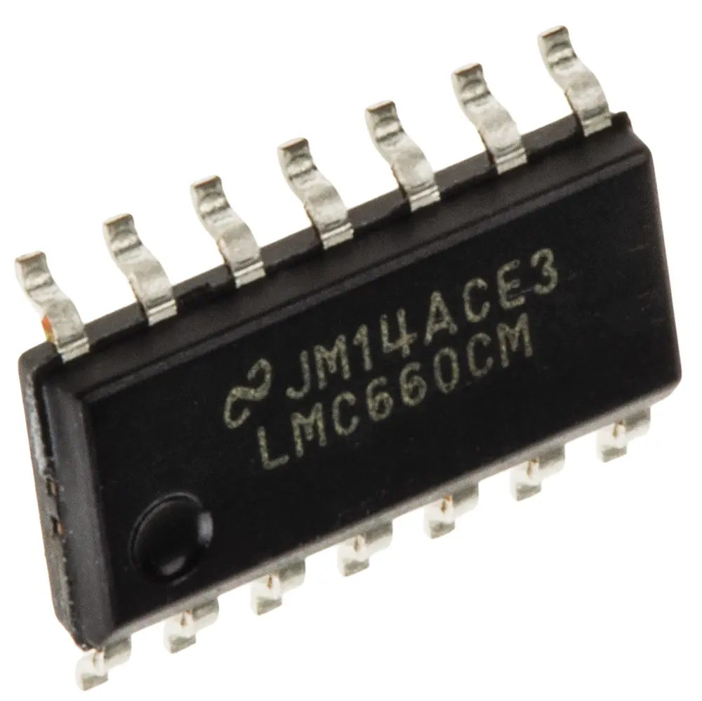 Amplificador operacional LMC660CM/NOPB Precisión, 5 → 15 V 1.4MHZ SOIC, 14 pines Texas Instruments