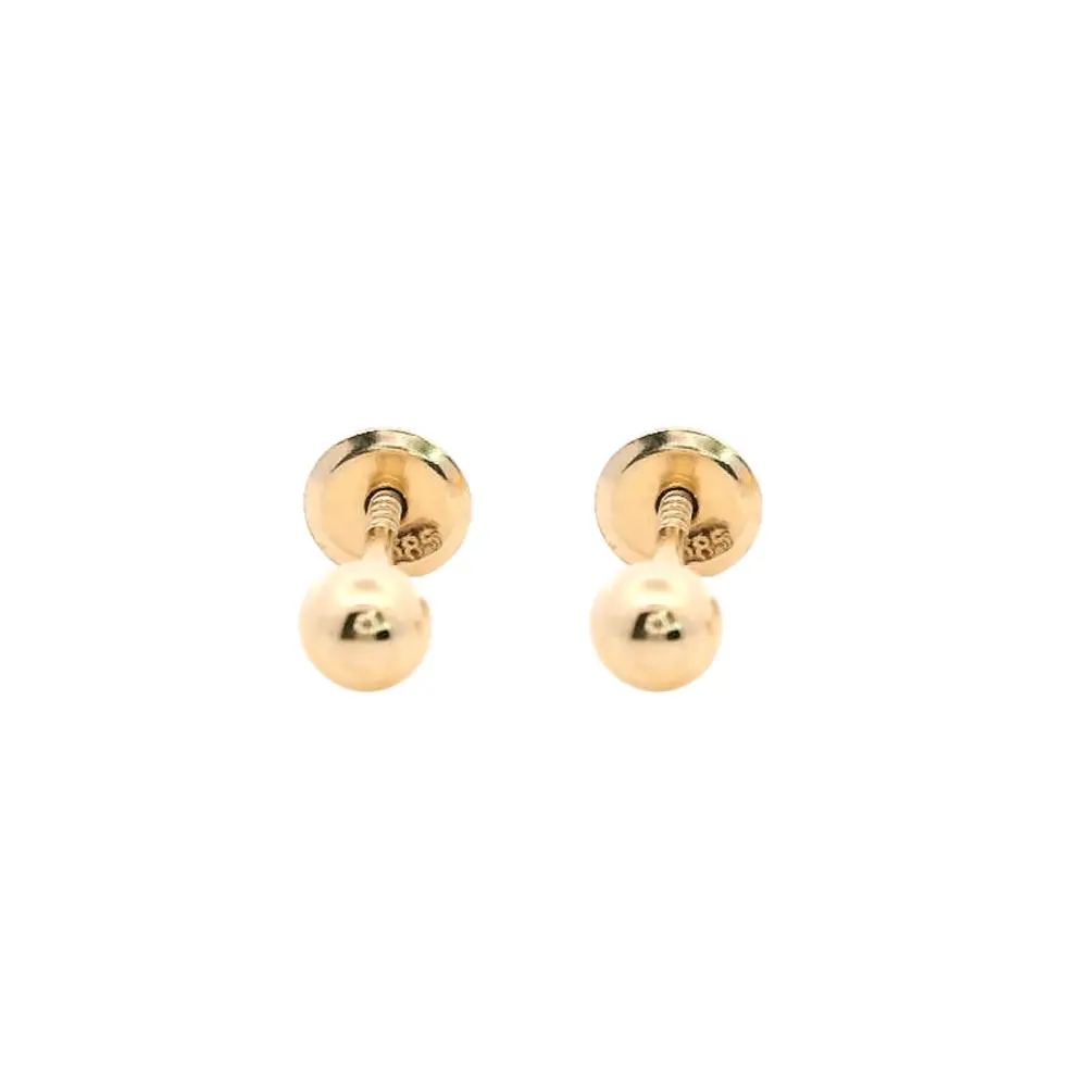14KY DOME CIRCLE SUAVE 3MM EARRINGS