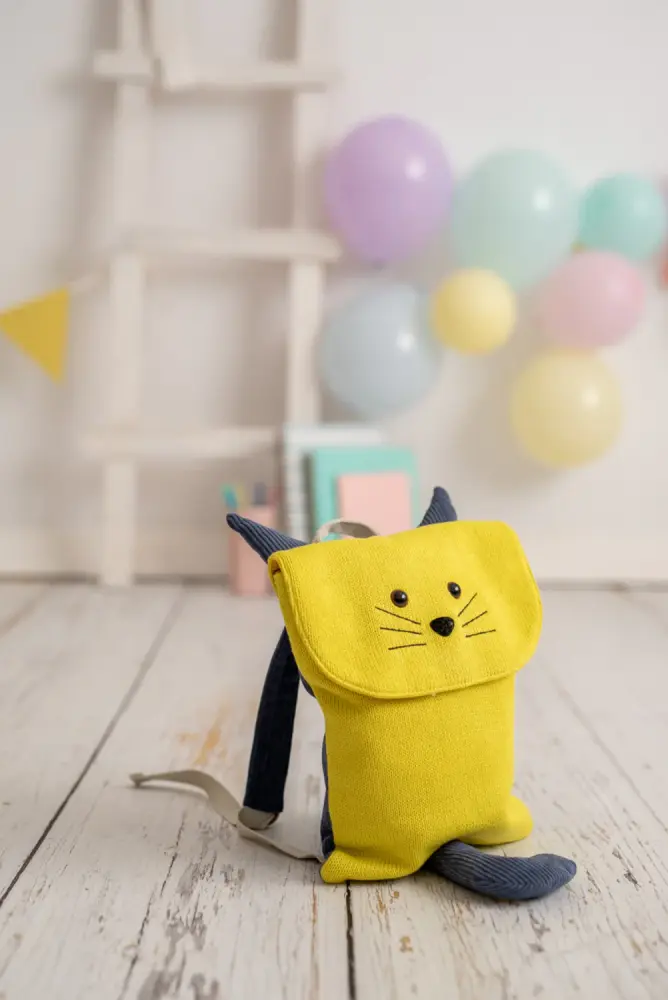 Mochila infantil algodón lobo amarillo | Ajustable | IP68