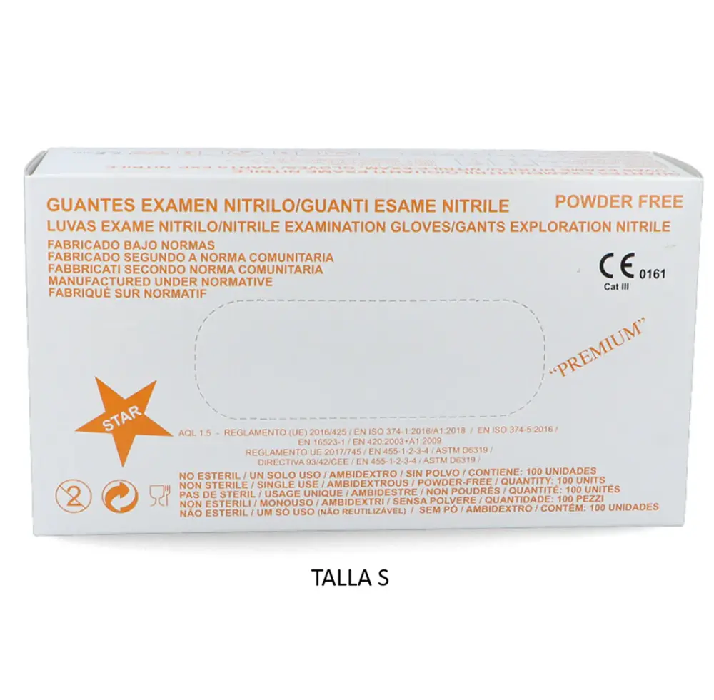 Premium con Certificación IP68 Guantes Examen Nitrilo. Talla Pequeñ