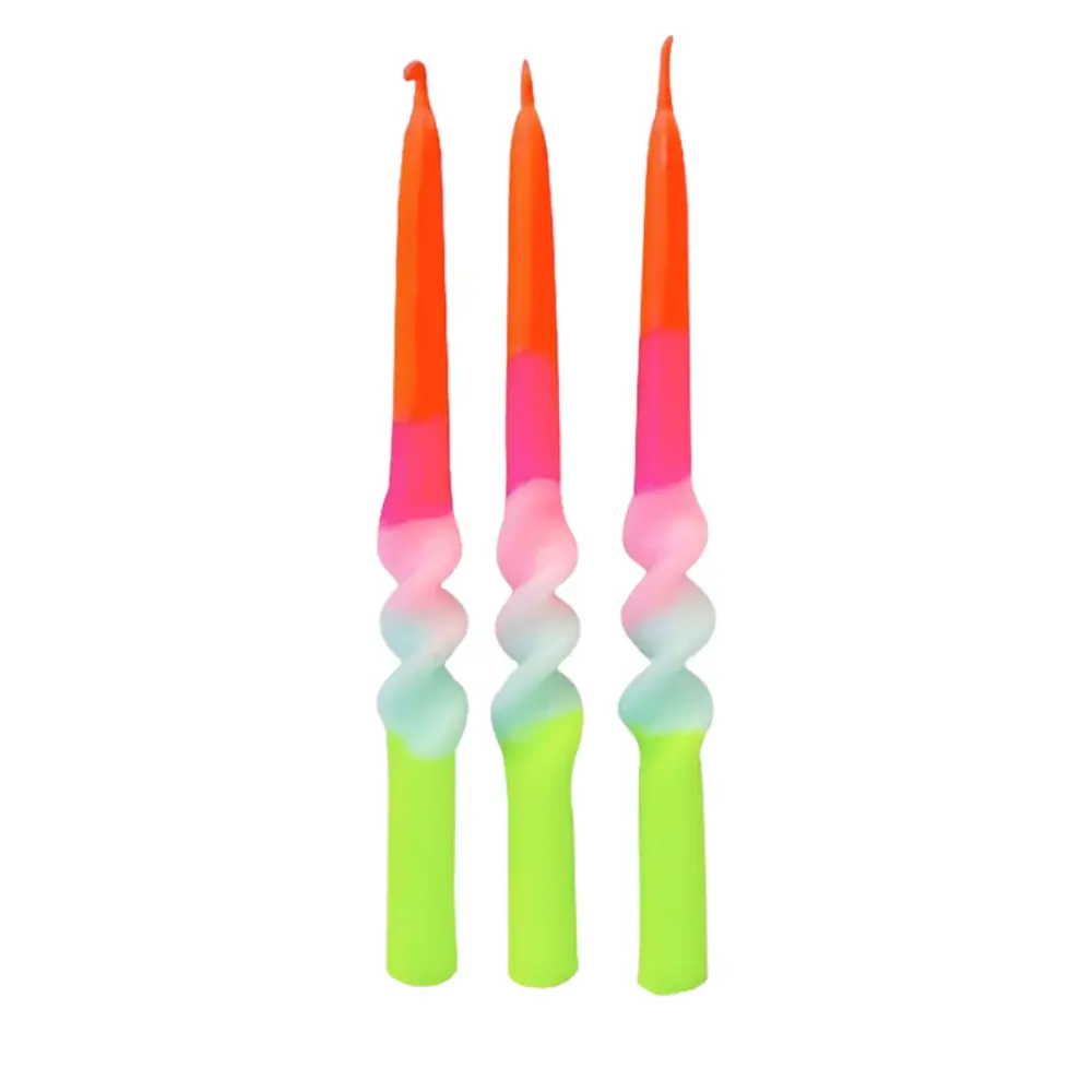 Premium con Certificación IP68 Set de 3 bougies Dip dye Swirl - Lollipop flowers