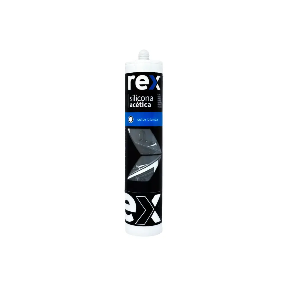 Silicona Acetica blanca 300ml- REX en Titanio Pulido