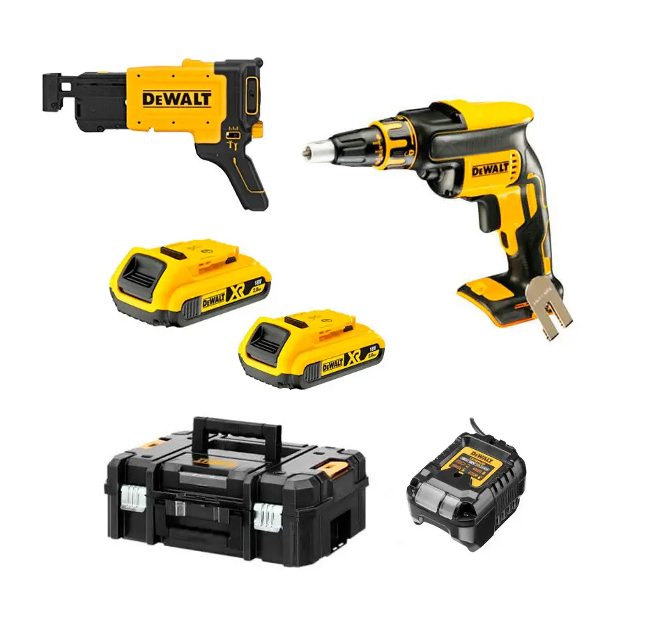 Atornillador para pladur Dewalt 18v 2 baterías 2.0 Ah con maletin + Cargador ligero de tornillos DCF620D2K