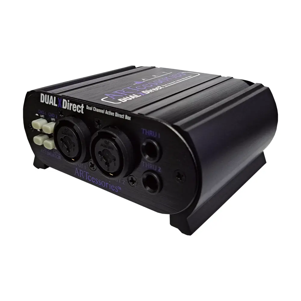 Caja directa doble activa, voltaje phantom o baterí de 9V, 2 canales, entradas: 2 x XLR/TRS combo, salidas: 2 x XLR, 2 x ...