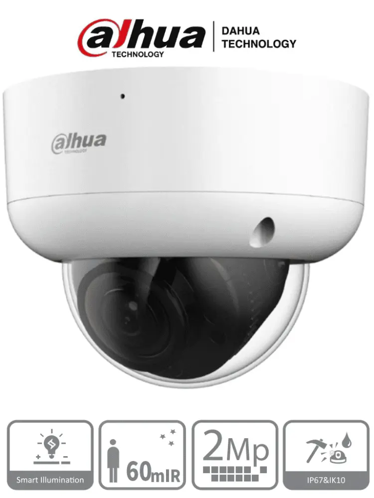 DAHUA DH-HAC-HDBW1200RAN-Z - Camara Domo Antivandalica de 2 Megapixeles/ Lente Motorizado de 2.7mm 12mm/ Super Adapt/ IR d...