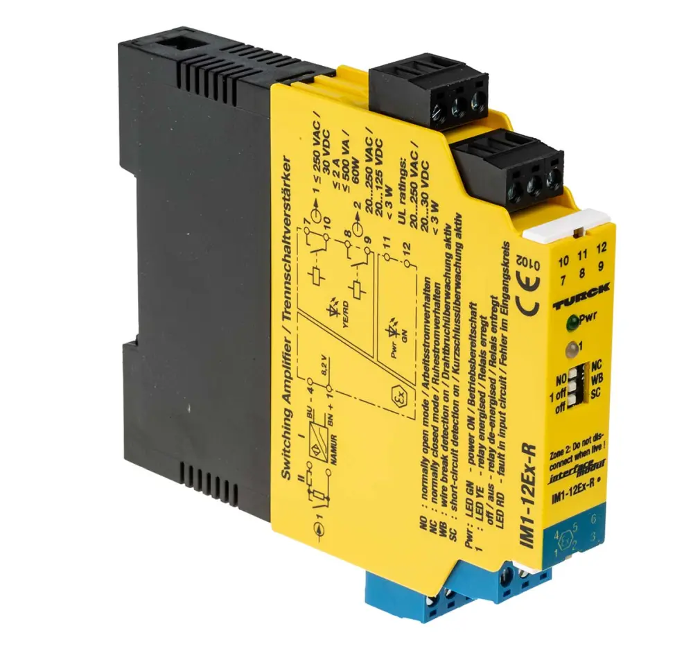 Aislador galvánico Turck de 1 canal, 20 → 250V ac, entrada Sensor NAMUR, Interruptor, salida Relé, certif. ATEX, | IM1...