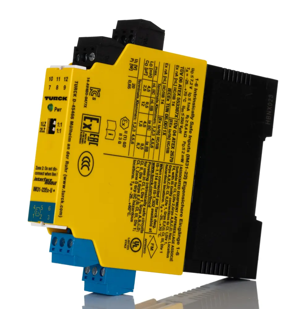 Aislador galvánico Turck IM de 2 canales, 20 → 250V ac, entrada Corriente, Tensión, salida Tensión, certif. | IM31-22...