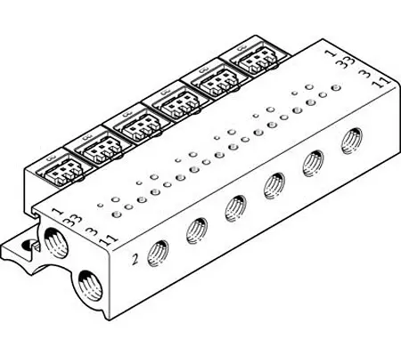 Bloque, Festo, 6 Estaciones , M3 Métrico, Aleación de Aluminio | MHA1-PR6-3-M3-PI