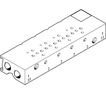 Bloque, Festo, 6 Estaciones , M3 Métrico, Aleación de Aluminio | MHA1-PR6-3-M3-PI-PCB