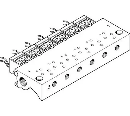 Bloque, Festo, 2 Estaciones , M3 Métrico, Aleación de Aluminio | MHA1-P2-2-M3-PI