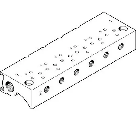 Bloque, Festo, 10 Estaciones , M3 Métrico, Aleación de Aluminio | MHA1-P10-2-M3